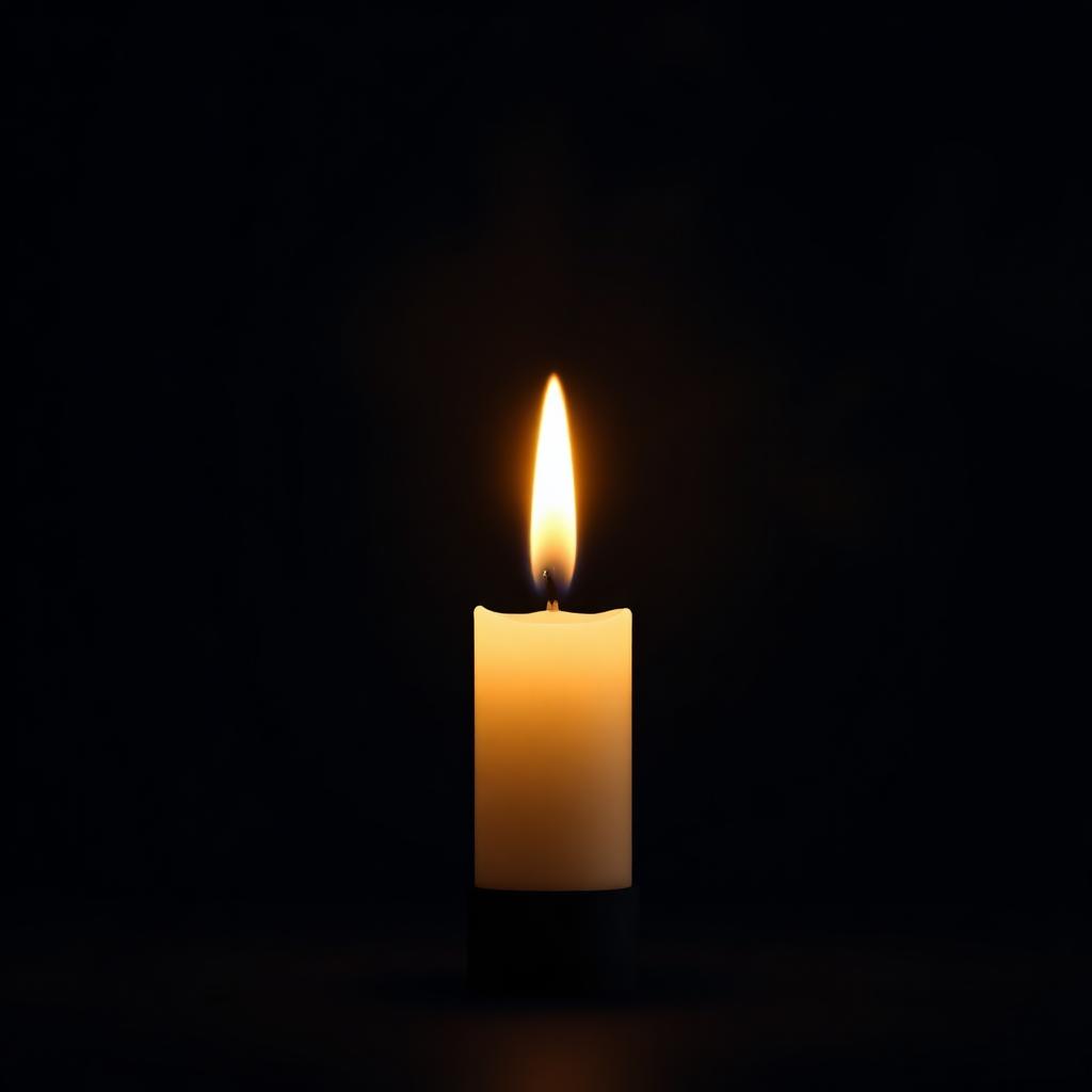 A single lit memorial candle